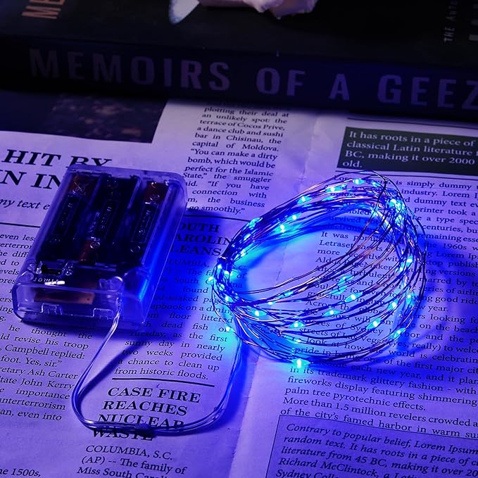 2 Pack 16.4ft Battery Operated String Lights with Timer, Blue with Synchronized Twinkle Mode, Fairy Lights Battery Powered, 50 LEDs, Idea for Christmas Bedroom Party Wedding