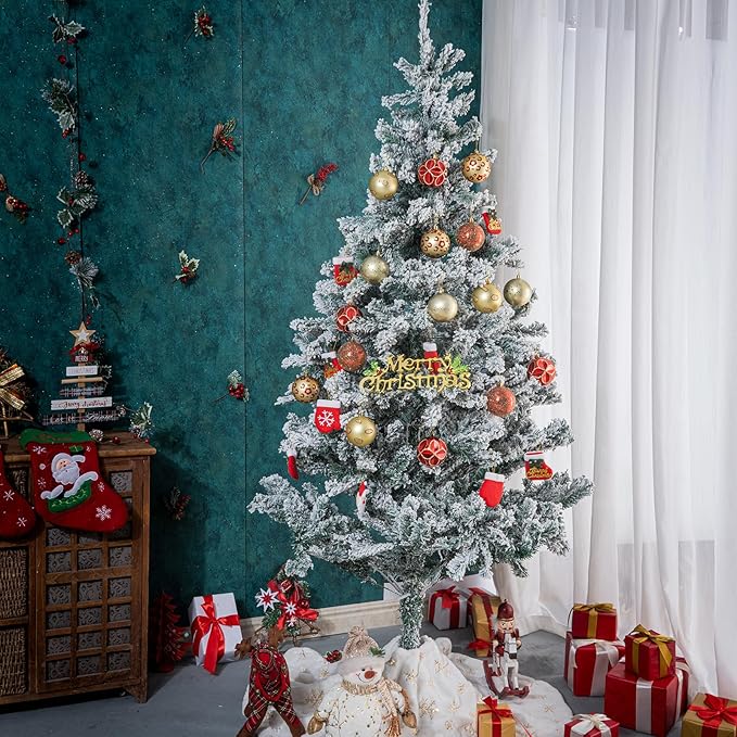 16CT Leopard Christmas Ornaments,Shatterproof Red and Gold Christmas Decorations, Lage Baubles Ornaments Hanging Decor for Xmas Tree Home Party Festivals (80MM/3.15'')