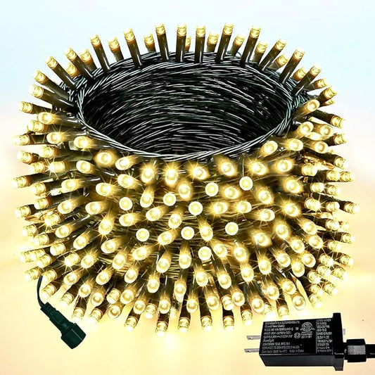 Upgraded 75.8 FT 200 LED Christmas String Lights Outdoor/Indoor, Timer & Memory Function & 8 Modes, Extendable Green Wire Waterproof Fairy String Lights for Xmas Tree Holiday Party Garden (Warm White)