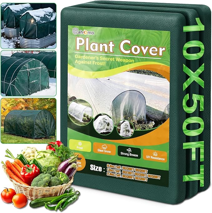 Green Plant Covers Freeze Protection, 10 x 50 ft - 2 oz/yd² Frost Cloths for Outdoor Plants, Tree Covers Freeze Protection, Winter Garden Blanket, Sun Cover for Plants for Greenhouse, Vegetables