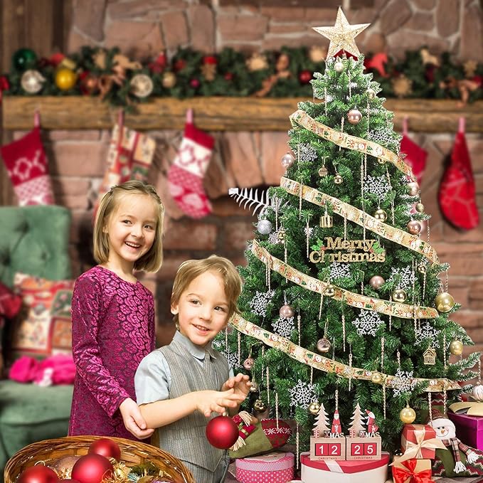 AMS Sparkling Glitter Plastic Icicle Ornaments 30 PCS Twisted Icicles Decoration Christmas Tree and Holiday Xmas Party Hanging (5.1'', Gold)