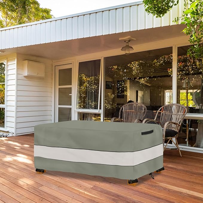 Waterproof Outdoor Coffee Table Cover,Rectangular Patio Small Side Table Cover,Outdoor Table Covers Rectangle Waterproof,48 x 28 x 16 inch -Grey Green