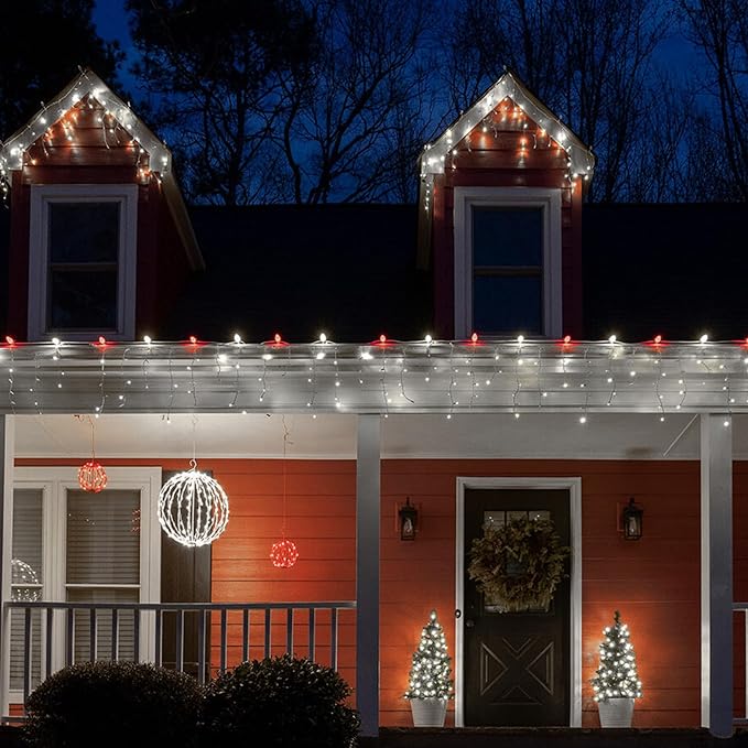 Dazzle Bright C9 Christmas String Lights, 100 LED 66 FT Waterproof Connectable Green Wire Fairy Lights, Christmas Lights for Indoor Outdoor Home Garden Yard Xmas Tree House Decorations (Red and White)