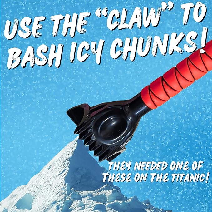 RevHeads Ice Scraper for Car Windshield with Snow Brush - Telescopic Handle to 28" - Brush End to Clear Snow, Chisel Side for Frost, Claw Side for ICY Chunks