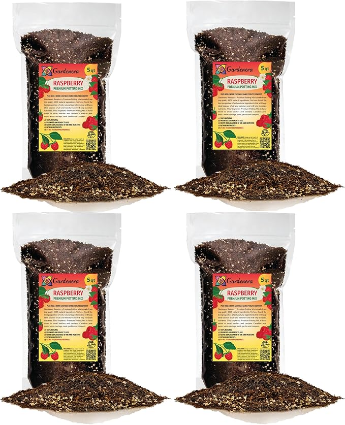 Gardenera Premium Raspberry Potting Soil Mix - Optimal Blend for Thriving and Juicy Berries - 20 Quart