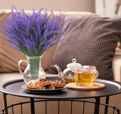 Ouddy Decor 24 Bundles Artificial Lavender Fake Flowers Faux Plastic Plants for Home Wedding Kitchen Garden Patio Window Box Office Table Centerpieces Indoor Outdoor Decor, Purple