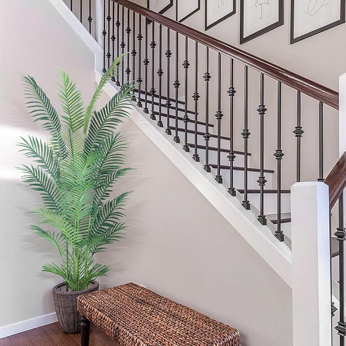 6FT 2Packs Artificial Palm Tree,Faux Areca Palm Plant with Real Touch Leaves and Adjustable Branches,Fake Tropical Palm Tree for Home Office Indoor Outdoor Modern Decoration