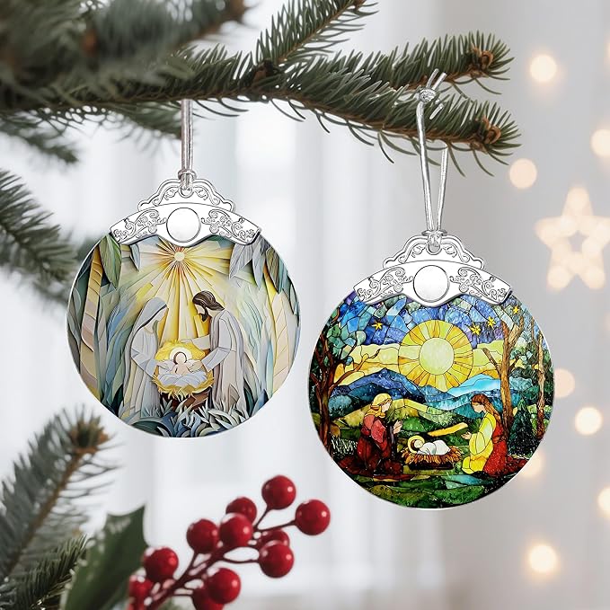 Christmas Ornament, Christmas Tree Decor, Christian Ornament, Nativity Scene, Religious Home Decor, Christian Gifts, Religious Gifts, Gift Exchange, Gift Idea - Pattern D