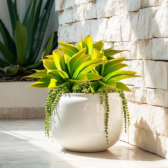 Artificial Agave Faux Agave 14.2In Fake Greenery Outdoor Artificial Plant Fake Plant for Indoor Home Decor Plastic Plant Outdoor Decoration Front Porch Decor Simulation Plants 2Pack,Yellow