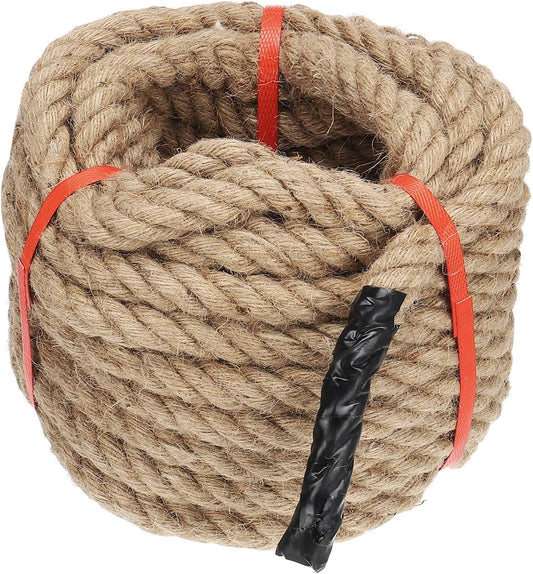 Patikil 3/4" x 50 Ft Twisted Manila Rope - Natural Thick Jute Rope for Docks, Railings, Bundling, Craft, Tug of War, Decorating