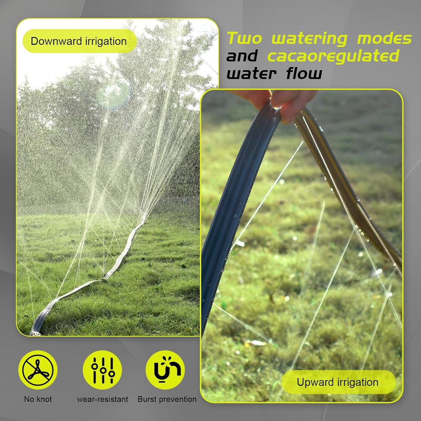 Hopegiver Sprinkler Soaker Hose 50ft 4-Pack Yard, Sprinkler Hose 200 ft for Lawn Water Saving with Stakes, Drip Irrigation Hoses Garden Watering System(Grey,50ft 4-Pack)