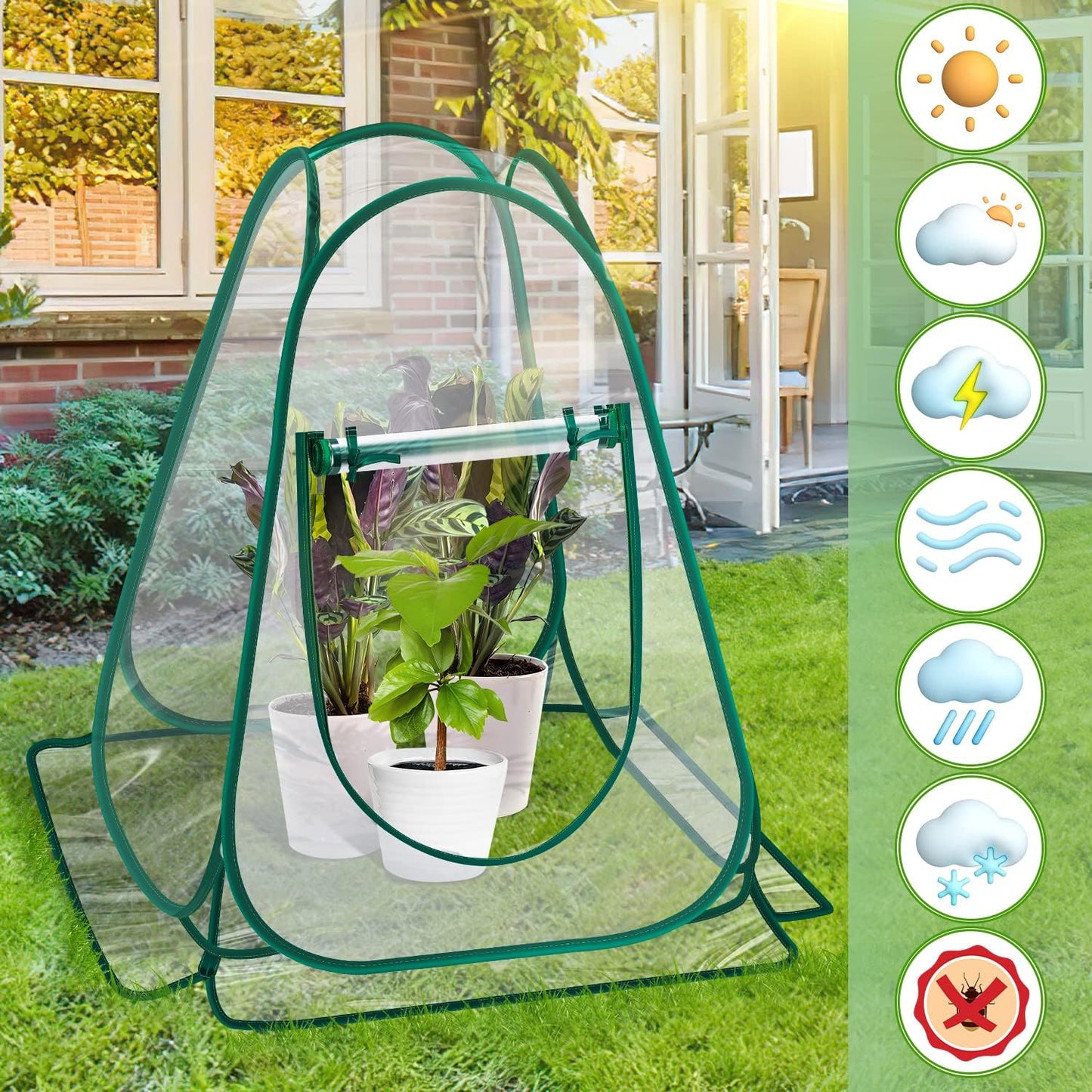 Pop Up Greenhouse Cover, Mini Greenhouse PVC Gardening Plant 4-Pack, Portable Small Green House for Indoor Outdoor, Sunshine Room Backyard Flow