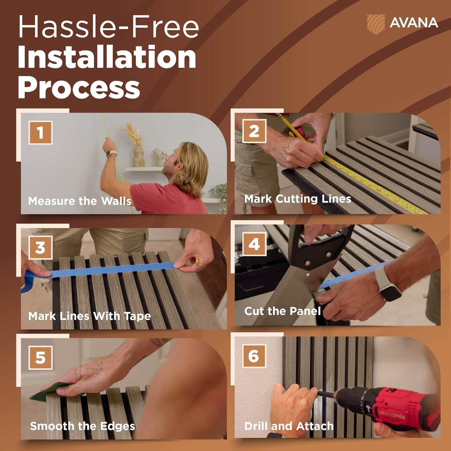 Avana Acoustic Wood Wall Panels – 94.4 x 12.6 Inch Natural Walnut Acoustic Panels 4 PCs – Wall Panels For Interior Wall Decor For Homes, Offices, Studios – Pleasing Decorative Wood Panels For Wall