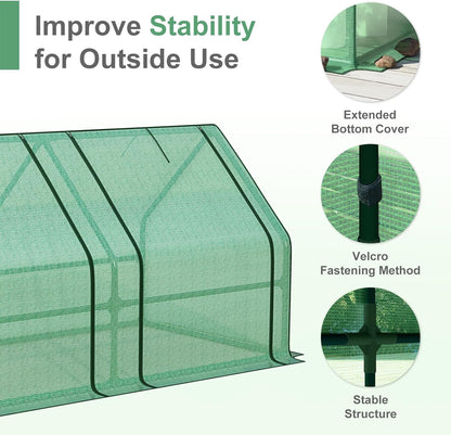 Aoodor 6 x 3 x 3 ft Mini Greenhouse with 2 Zipper Doors, Water-Resistant, UV-Protected for Flowers, Vegetables, and Herbs, Includes 3 Covers