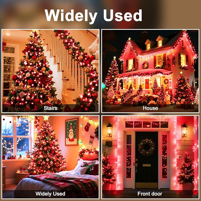 393 FT 1000 LED String Lights Outdoor Indoor, Christams String Lights Waterproof 8 Modes & Timer, Fairy Lights Plug in for Bedroom, Weeding, Patio, Party, Holiday,Christmas Decor (Red)