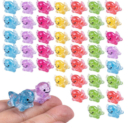 Mini Resin Glitter Axolotl 60 Pcs Variety Tiny Animals Figures Miniature Little Small Salamander Figurines Bulk for Micro Fairy Garden Landscape Accessories Hide Crafts Decor