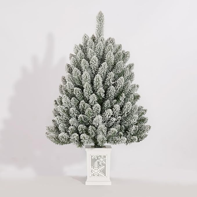 3FT Small Christmas Tree, Artificial Christmas Tree with 100 Lights & Lighting Base, Prelit Mini Tree for Christmas Decor,Tabletop Christmas Tree, 10 Modes Lighting Control, Timer Operated Operated