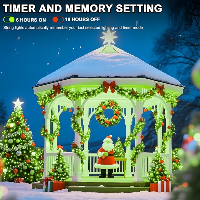 328 FT 1000 LED String Lights Outdoor Indoor, Christams String Lights Waterproof 8 Modes & Timer, Fairy Lights Plug in for Bedroom, Weeding, Patio, Party, Holiday,Christmas Decor (Green)