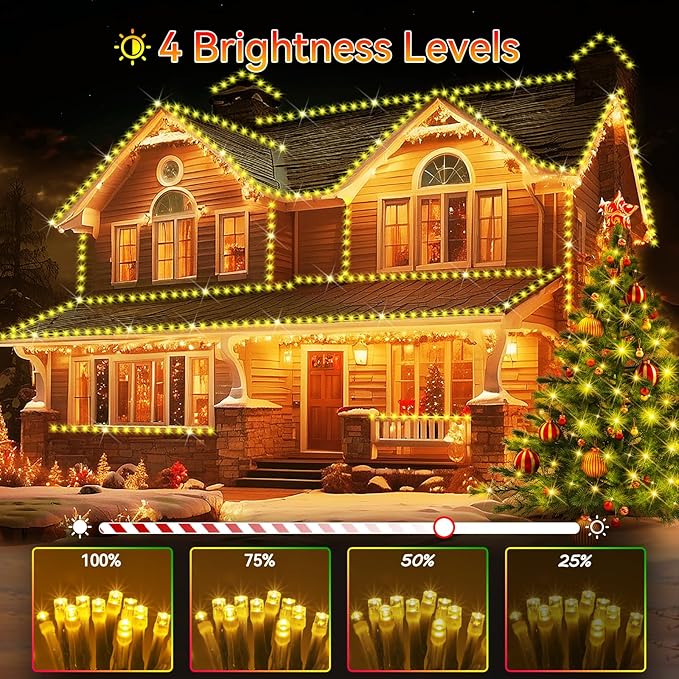 Hezbjiti 2 Pack 1000 LED 403 FT Christmas String Lights Outdoor, 8 Lighting Modes IP44 Waterproof Fairy Lights with Timer and Dimmable Function for Party Tree Decorations (Warm White, Clear Wire)