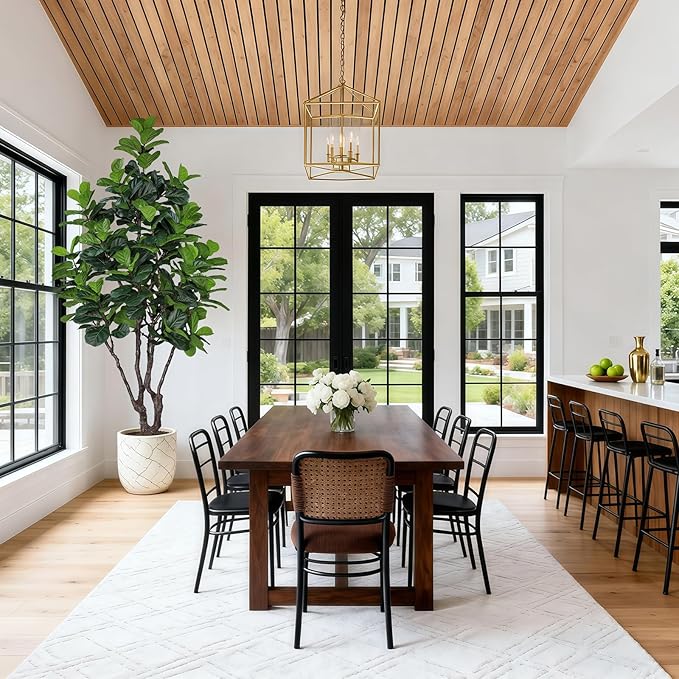 8FT Faux Fiddle Leaf Fig Tree, Large Artificial Plants Indoor Ficus Lyrata Trees, Realistic Fake Tree in Pot Floor Plant for Home Decor Office Christmas Housewarming Gift