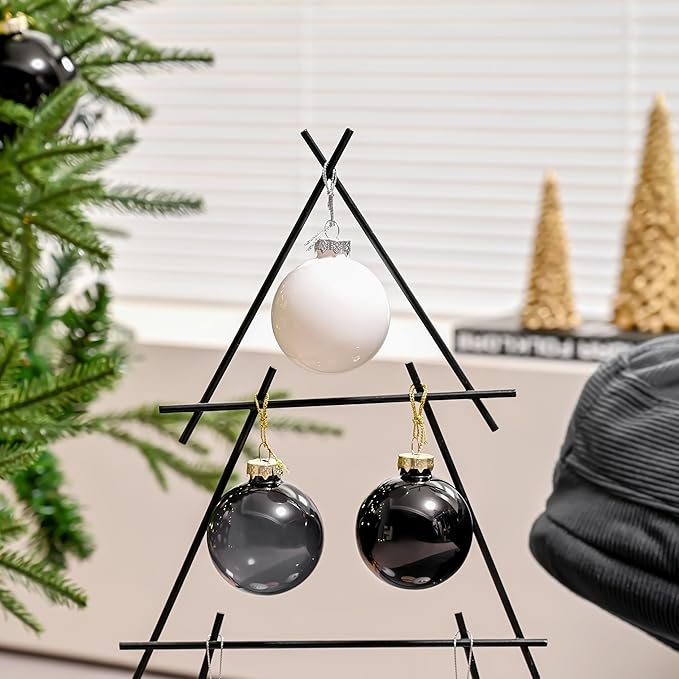 White Glass Christmas Ball Ornaments for Tree, 2.36” Christmas Hanging Ornaments Set of 12 Xmas Baubles for Holiday Party Xmas Tree Decorations Gifts