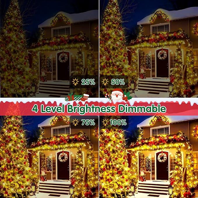 XURISEN 403FT 1000 LED Christmas Lights Outdoor Green Wire String Lights 8 Modes with Timer Memory Waterproof Fairy Light Plug in for Xmas Tree Wedding Yard Party Holiday Decorations(Warm White)