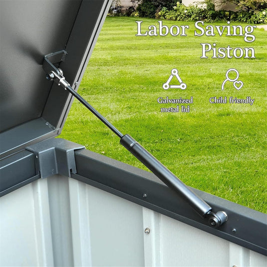 KUIKUI 150 Gallon Deck Box Waterproof, 150 Gallon Outdoor Storage Box, Metal Deck Box Waterproof for Pool Patio Cushions and Sports Pools Equipment, Dark Gray