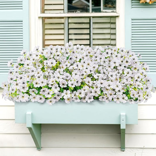 Lifewit Artificial Flowers for Outdoor Indoor, 24 Bundles Plastic Fake Flowers Daisy with Eucalyptus Leaves for Home Garden Decor, Porch, Window Box(White)