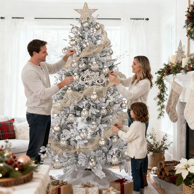 Ouddy Decor 36 Pcs Clear Christmas Ball Ornaments, 2.36" Shatterproof Champagne Plastic Christmas Ornaments Set Decorative Hanging Transparent Baubles for Xmas Tree Holiday Party Decor, Champagne