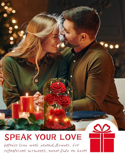 Flowers Roses Gifts for Mom Grandma,Forever Preserved Rose in Glass Dome, Christmas Anniversary Thanksging Birthday Real Roses Gifts for Wife Women Mother in Law/Red