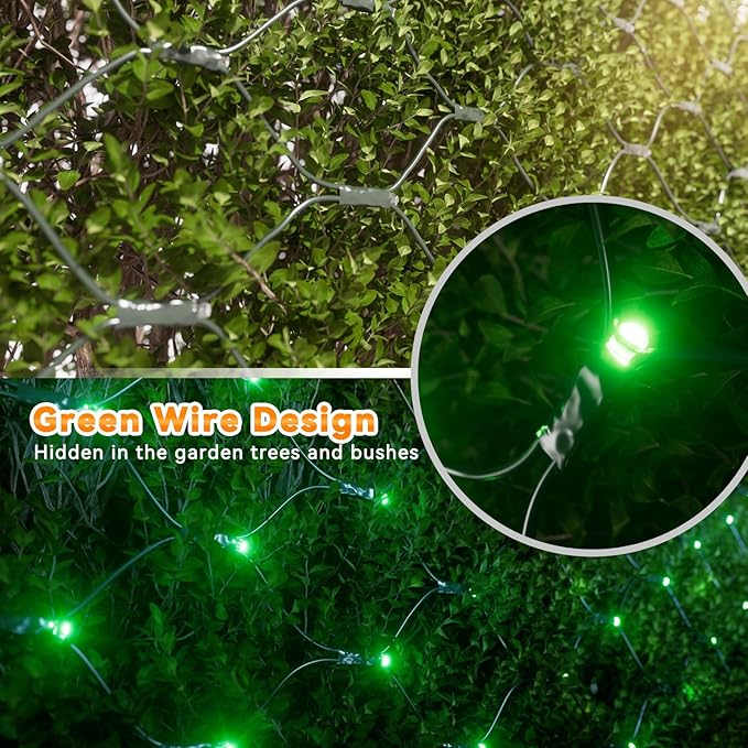 LitHome 21FT x 5FT Christmas Net Lights Outdoor Mesh Lights, 360 LED Christmas Net Light for Bushes Connectable, 8 Modes Green Giant Mesh Light Waterproof for Garden Party Roof St Patrick’s Day Decor