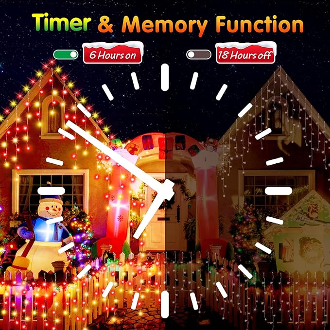 49ft 480LED Outdoor Waterproof String Lights with 8 Modes Timer - Curtain Lights for Outdoor House, Wedding, Holiday & Christmas Decorations - Red & Warm White