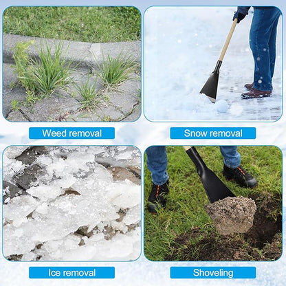 Lasnten 42 Inch Heavy Duty Stainless Steel Ice Chopper with Advanced Wooden Handle Ice Scraper Snow Removal Equipment for Driveway Sidewalk Roads