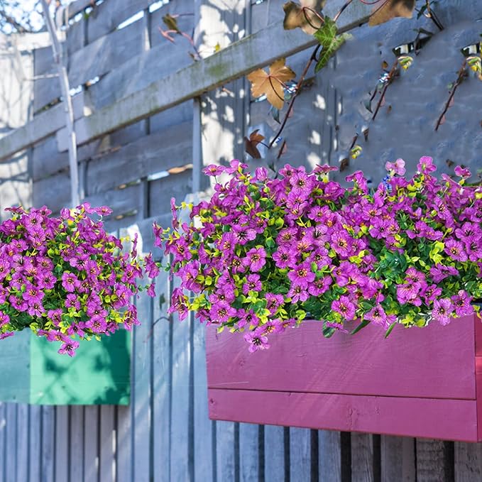 14 Bundles Fake Mums Fake Plants Artificial Mums for Outdoors Artificial Flowers for Yard Porch Home Garden Fall Indoor Outdoor Decor(Purple)