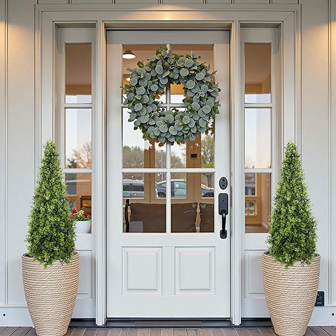 3FT Artificial Boxwood Topiary Tree Fake Topiary Potted Plants for Home Office Garden Indoor Outdoor Decoration 35INCH(2PACK)