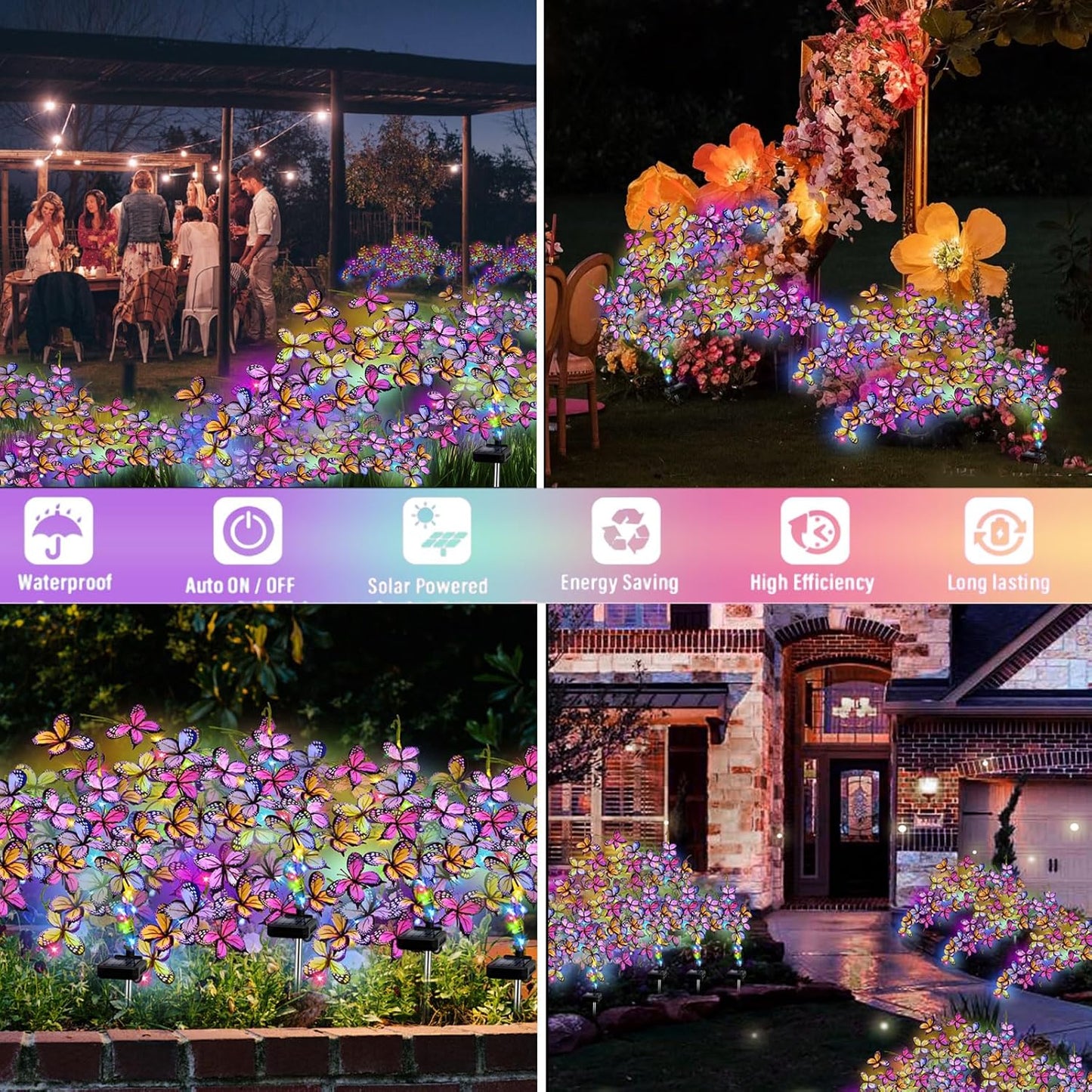 Solar Garden Lights Outdoor, Waterproof Solar Butterfly Lights 2 Pack Willow Vine Light with 80 LED 33 Butterfly Colorful Lighting for Garden Yard Lawn Outdoor Decor, Gift for Mom Women Mother's Day