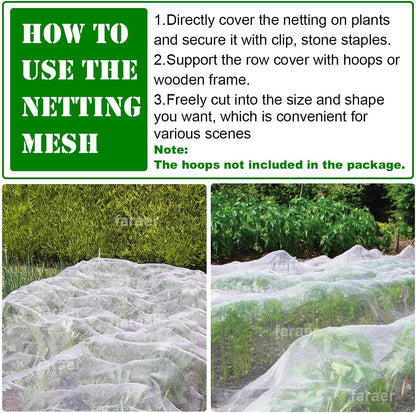 Garden Pest Barrier Netting, Insect Barrier Net 8x24Ft Ultra Fine Protect Netting Thickened Mesh Net Plant Covers for Vegetable Plants Fruits Greenhouse Row Cover Raised Bed Barrier Screen Bugs Out