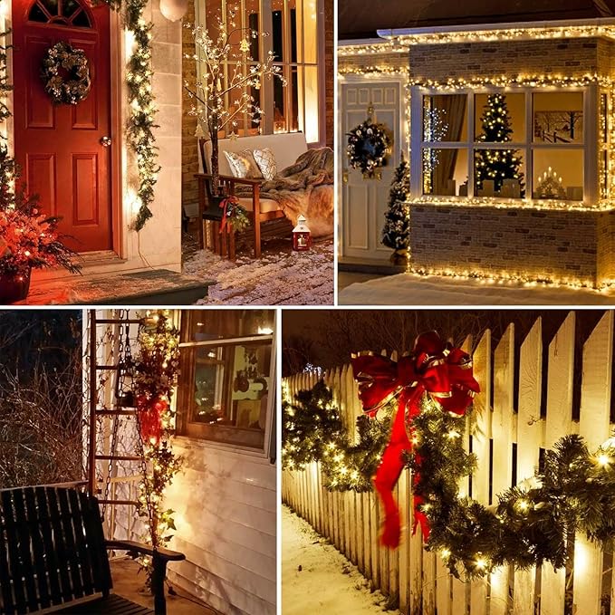 88FT 240LED Connectable String Lights Indoor Outdoor Clear Wire, Warm White⇋Multicolor Christmas String Lights, Plug in Twinkle Fairy Light With Timer For Wedding Patio Tree Yard Christmas Decorations