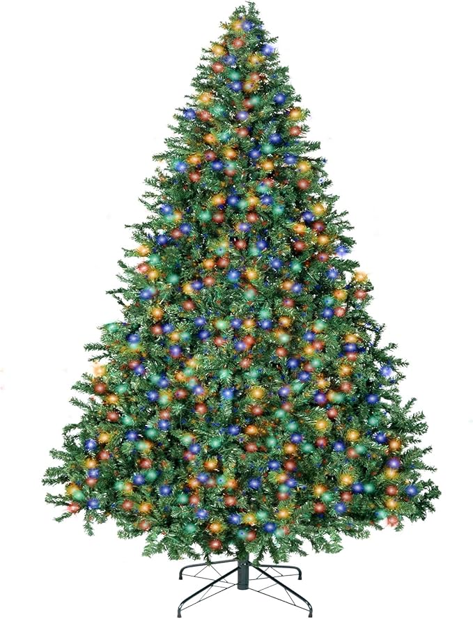 ININ 6FT Prelit Christmas Spruce Artificial Tree with Led Lights, Lighted Christmas Tree，Hinged Full Xmas Tree for Home Party Decoration,350 LED Lights,1000 Branch Tips, Metal Hinges & Foldable Base.