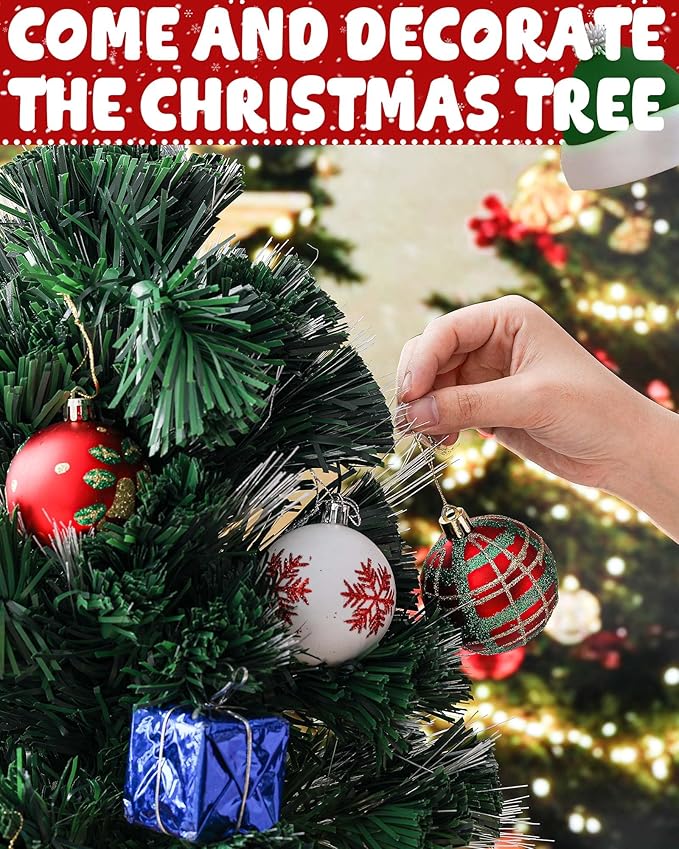 2FT Rotating Musical Tabletop Christmas Tree with Lights, Pre-Lit Green Fiber Optic Mini Xmas Tree with Spinning Music Base for Small Space Home Office Desk Holiday Decor