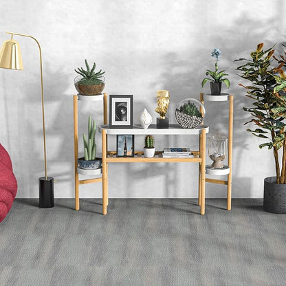 Wisuce Bamboo Plant Stands Indoor, 3 Tier Tall Corner Plant Stand Holder & Plant Display Rack for Garden Outdoor (3-2 Tier)