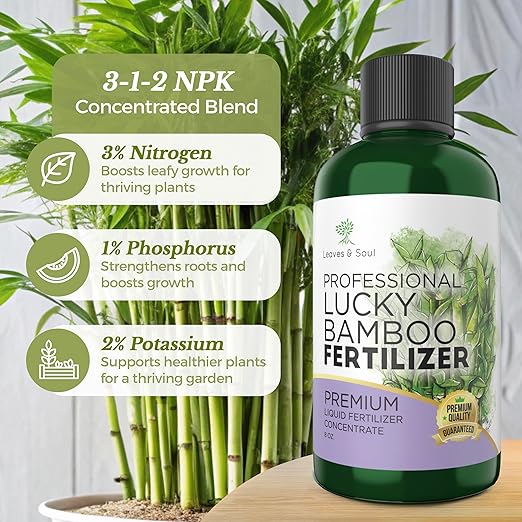 Professional Liquid Lucky Bamboo Fertilizer | 3-1-2 Concentrate for Flowering Plants | Multi-Purpose Blend & Gardening Supplies | 8 oz Bottle