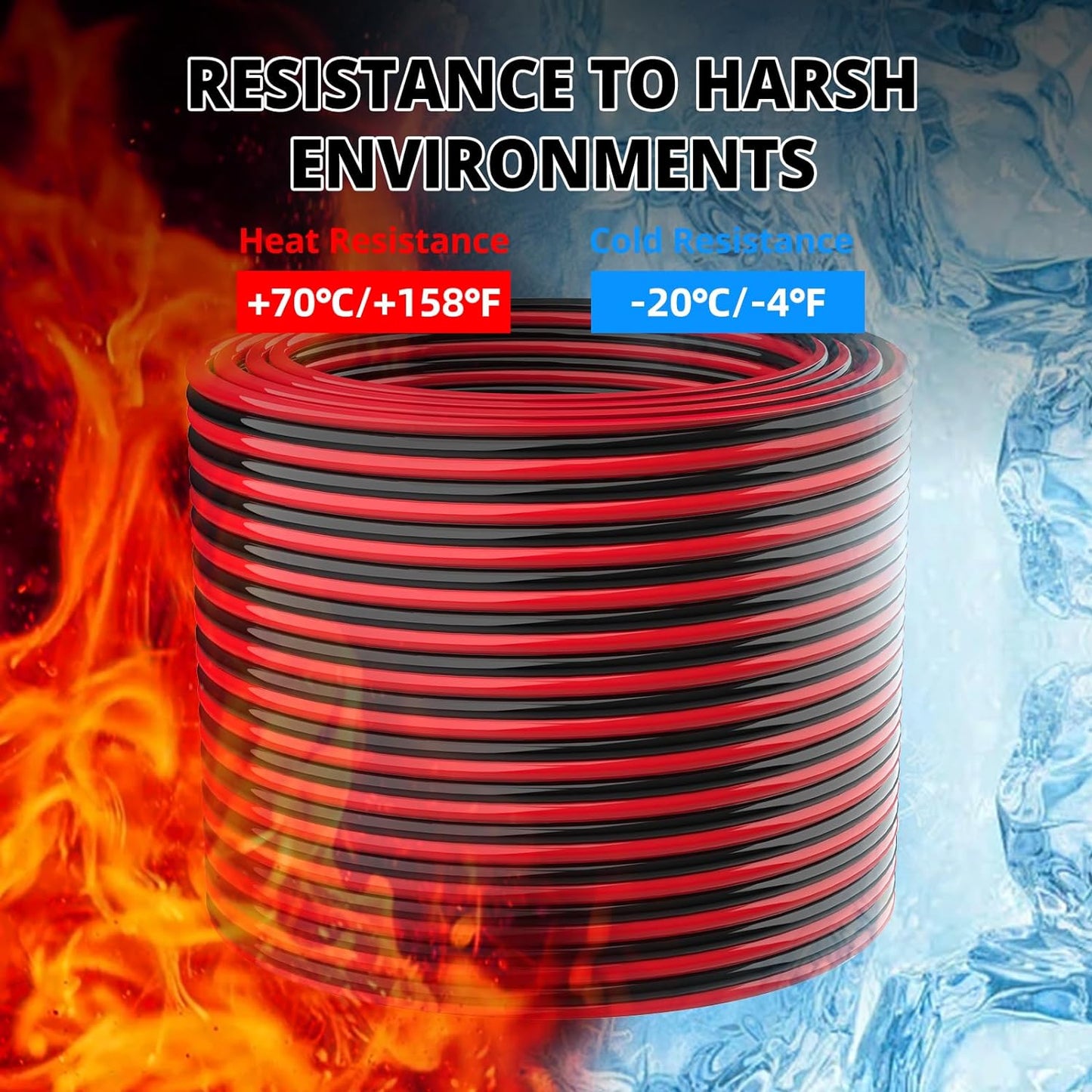 NAOEVO 14 Gauge Wire 200FT, 2 Conductors Electrical Wire Red Black Cable, Flexible/Low Voltage/PVC 14 AWG Copper Clad Aluminum Extension Cord for Speaker, LED Strips, Automotive 12V/24V DC