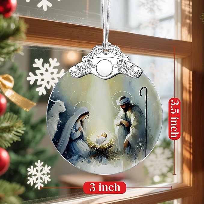 Nativity Scene Christmas Ornament - Religious Christmas Ornament - Christian Xmas Decor - Holy Family Ornaments - Christian Gifts - Religious Gifts - Gift Exchange - Gift Idea