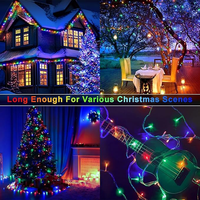 552 FT 1400 LED Christmas Lights Outdoor Decorations Super Long Fairy Lights Waterproof 8 Modes Timer Clear Wire String Lights for Outside House Tree Patio Yard Wedding Party Holiday-Multicolored