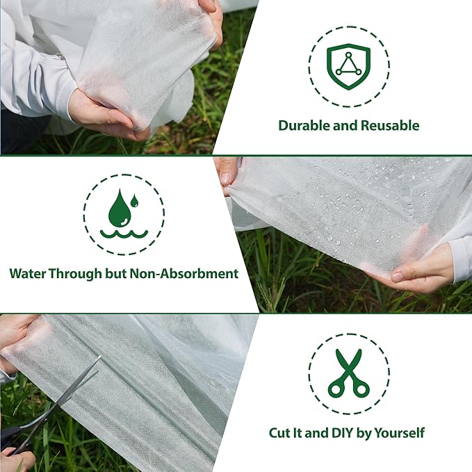 10 * 33 FT Plant Covers Freeze Protection, 1.06 oz/yd² Large Thick Floating Row Cover Fabric for Winter Frost Protection, White Blanket Cloth for Outdoor Garden Vegetables in Cold Weather