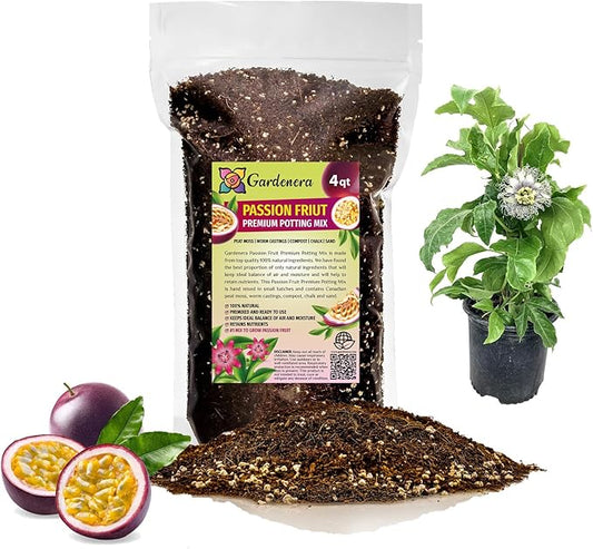 GARDENERA Premium Passion Fruit Potting Soil Mix - Perfect Balance of Nutrients, Drainage, and Aeration for Thriving Passion Fruit Vines - 4 Quart