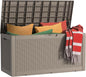 100 Gallon Outdoor Storage Box Waterproof, UV Resistant Resin Deck Box with Hydraulic Rod, Reinforced Stability for Patio, Garden, Rattan Gray