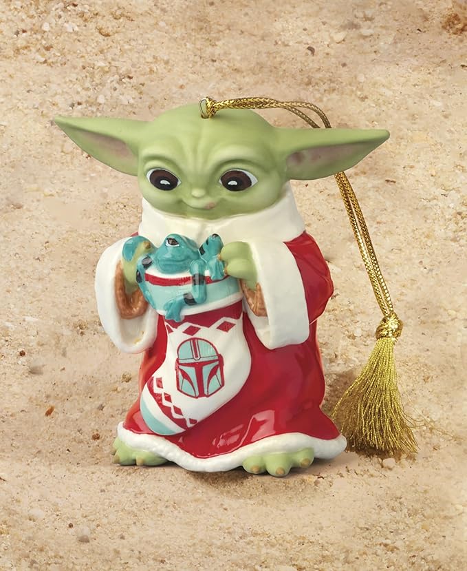 Lenox 897106 Holiday Grogu with Stocking Ornament, Christmas, Decorations