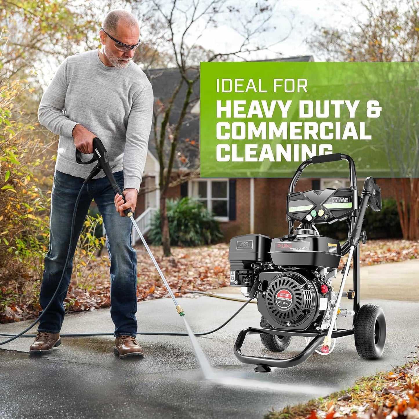 Commercial 4200PSI 4GPM 212CC Gas Pressure Washer, 7.0 HP Professional Gas Power Washer with 5 Nozzles 25FT Hose Foam Bottle for Car Fence Driveway Yard (EPA/CARB/ETL Compliant), Black